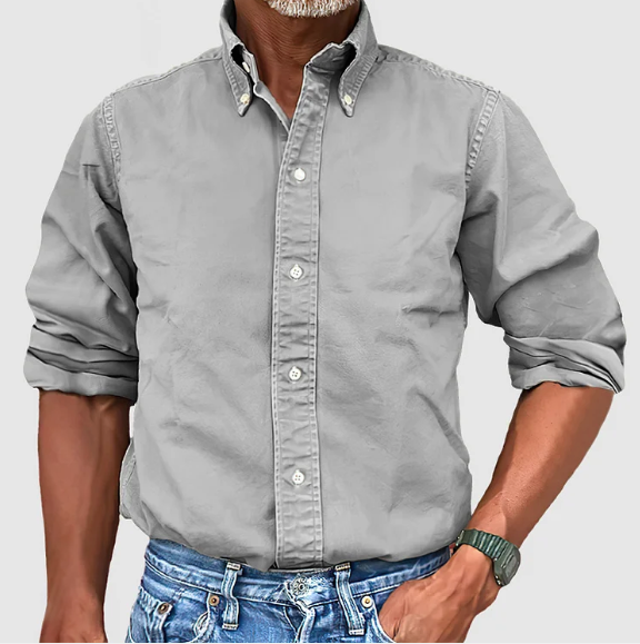 Lino | Camicia Classica Maniche Lunghe Grigio