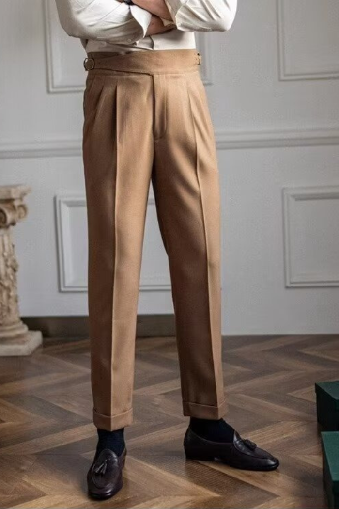 Pantaloni Dritti in Lana per Uomini | Nivaro Camello