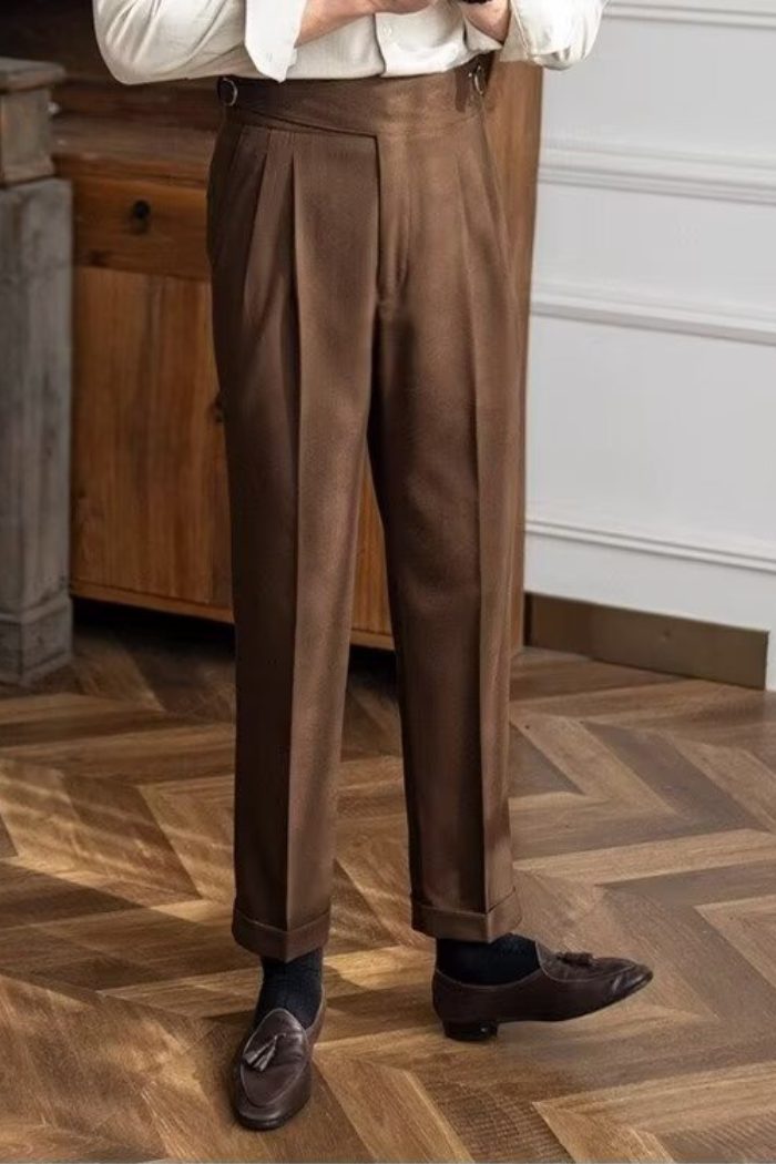 Pantaloni Dritti in Lana per Uomini | Nivaro Maronne