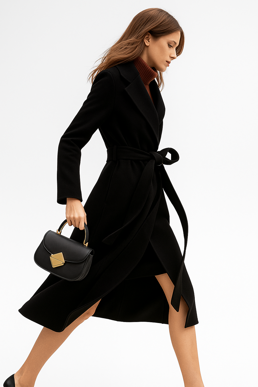 Lunara | Cappotto Invernale Lana Elegante Nero