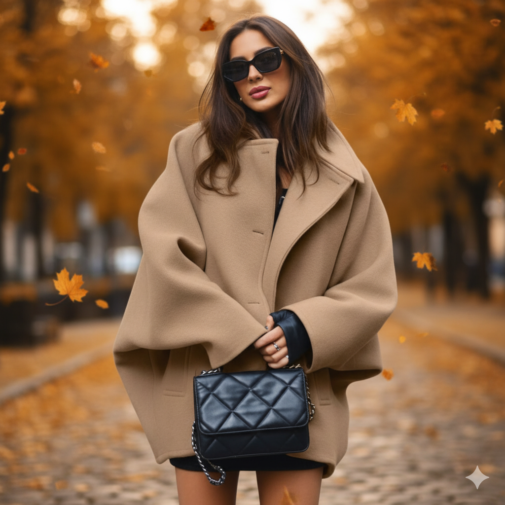 Elegante Cappotto In Lana Con Bottoni Per Donna | Lunara