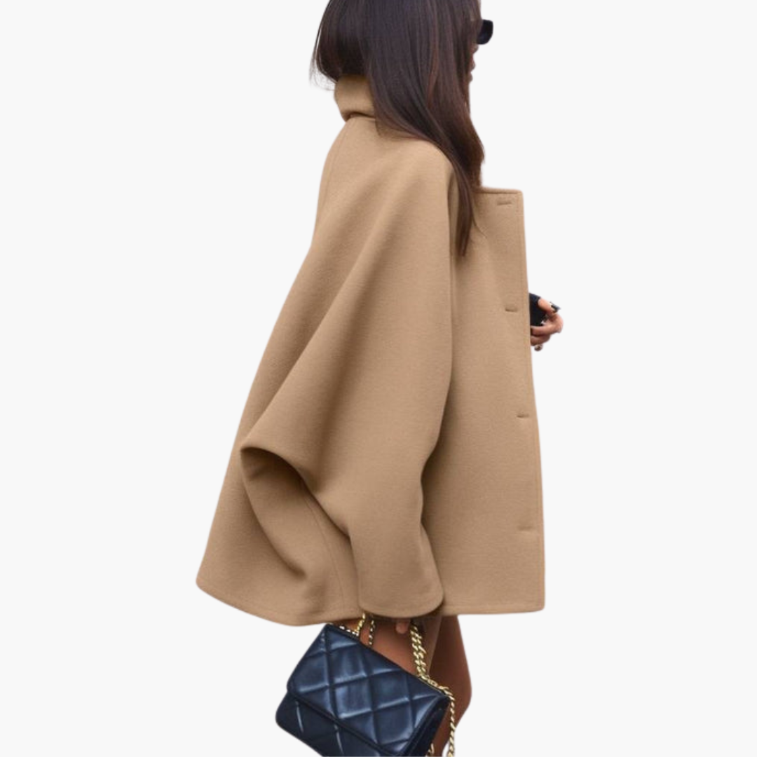 Elegante Cappotto In Lana Con Bottoni Per Donna | Lunara