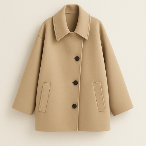 Elegante Cappotto In Lana Con Bottoni Per Donna | Lunara Marrone