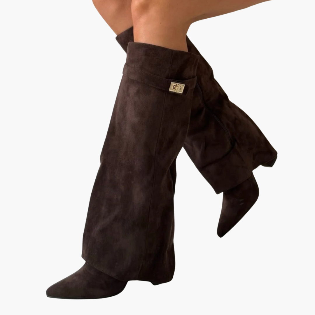 Suede Stivali Con Tacco Basso Per Donna | Lunara