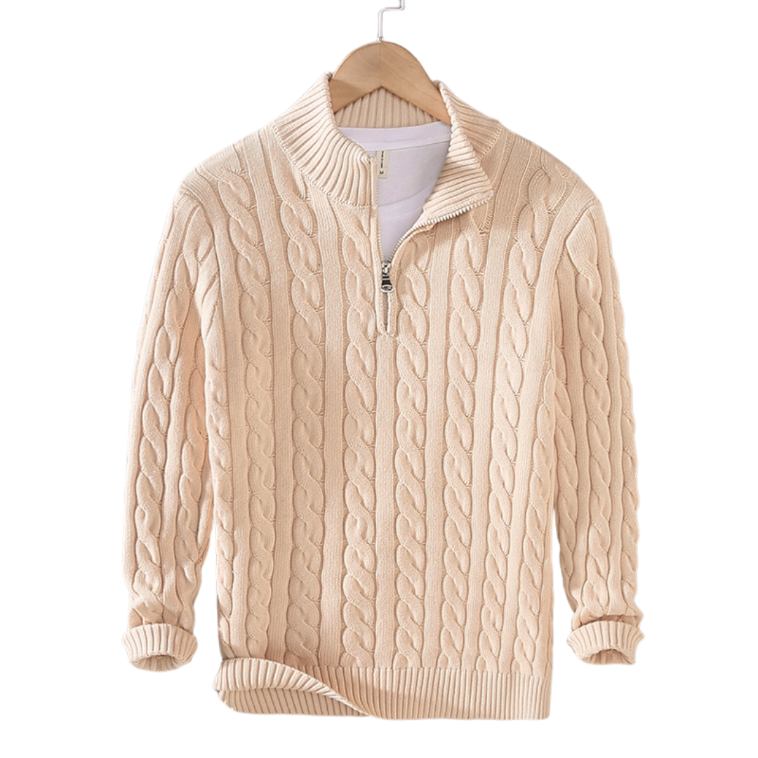 Maglione Mezza Zip per Uomini | Zynex Beige