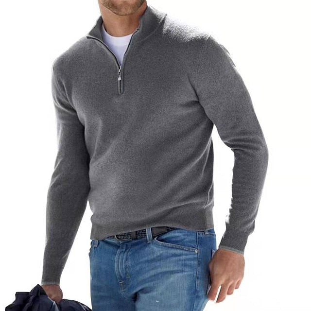 Maglione a V con zip per Uomo Maniche Lunghe | Klyro Grigio