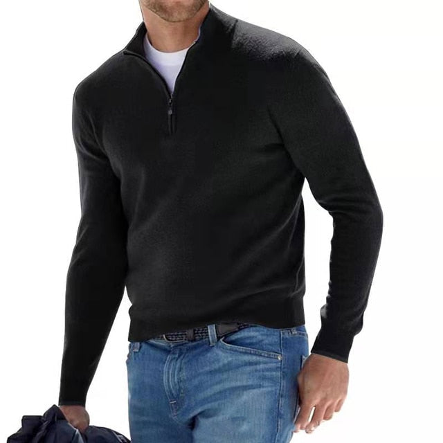 Maglione a V con zip per Uomo Maniche Lunghe | Klyro Nero
