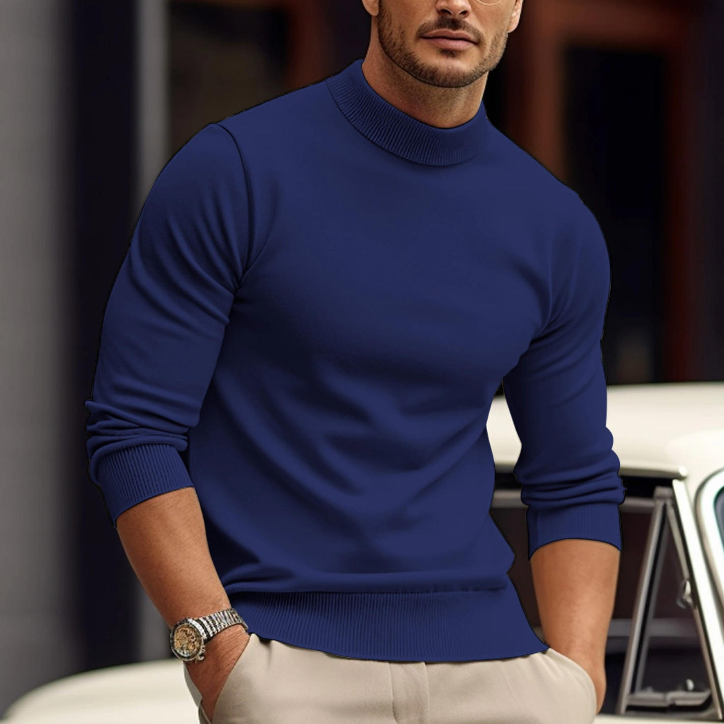 Maglione Casual Minimalista Per Uomo | Kylren Blu