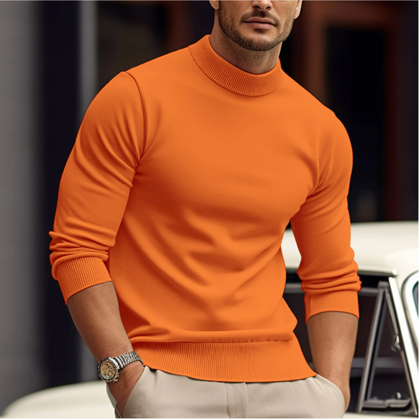 Maglione Casual Minimalista Per Uomo | Kylren Arancione