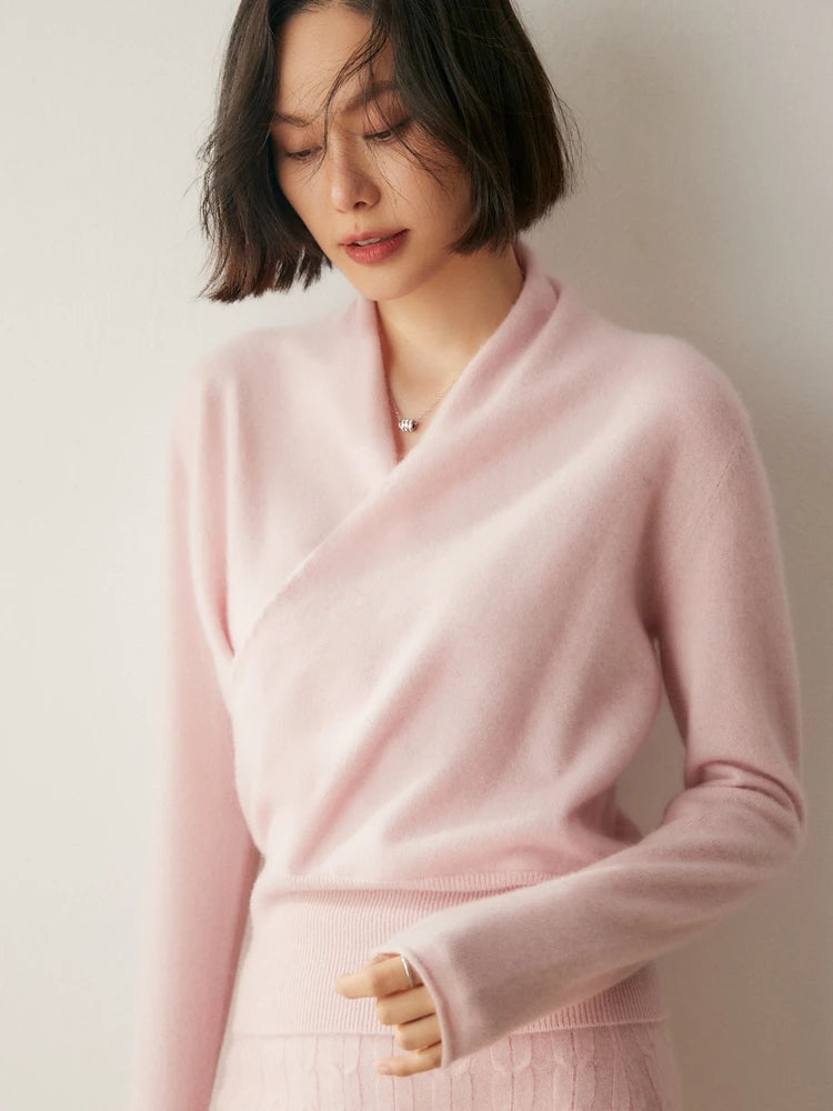 Maglione Incrociato in Cashmere Per Donna | Kaila Rosa