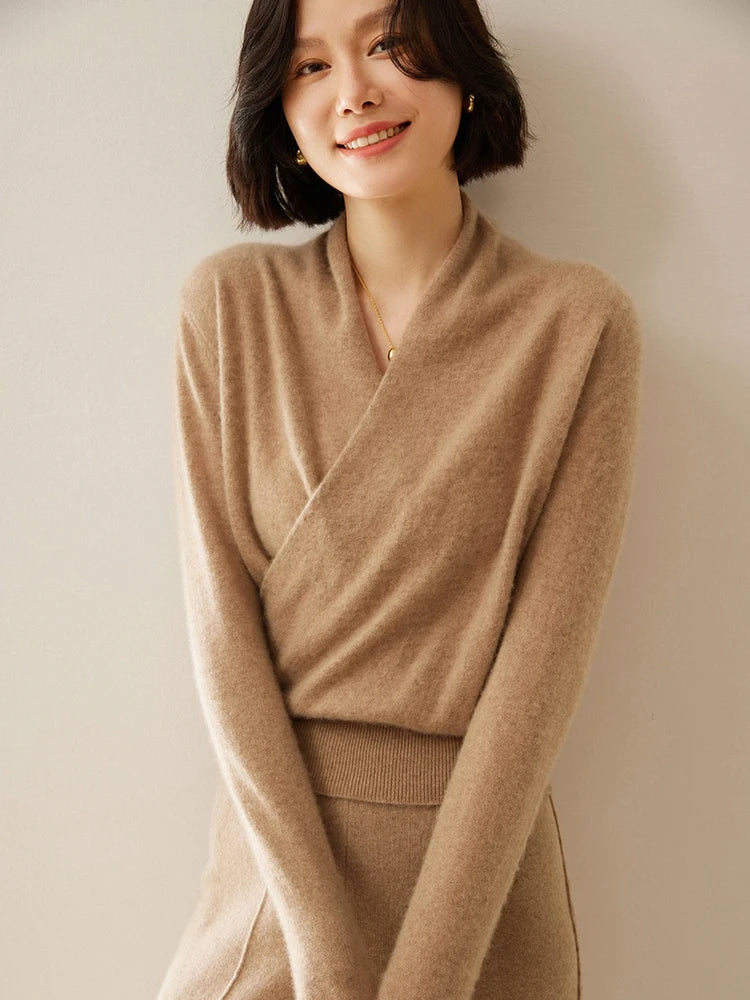 Maglione Incrociato in Cashmere Per Donna | Kaila Camello