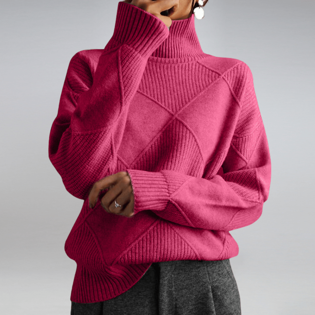 Maglione a Collo Alto con Motivo a Rombi per Donna | Giulia Rosa