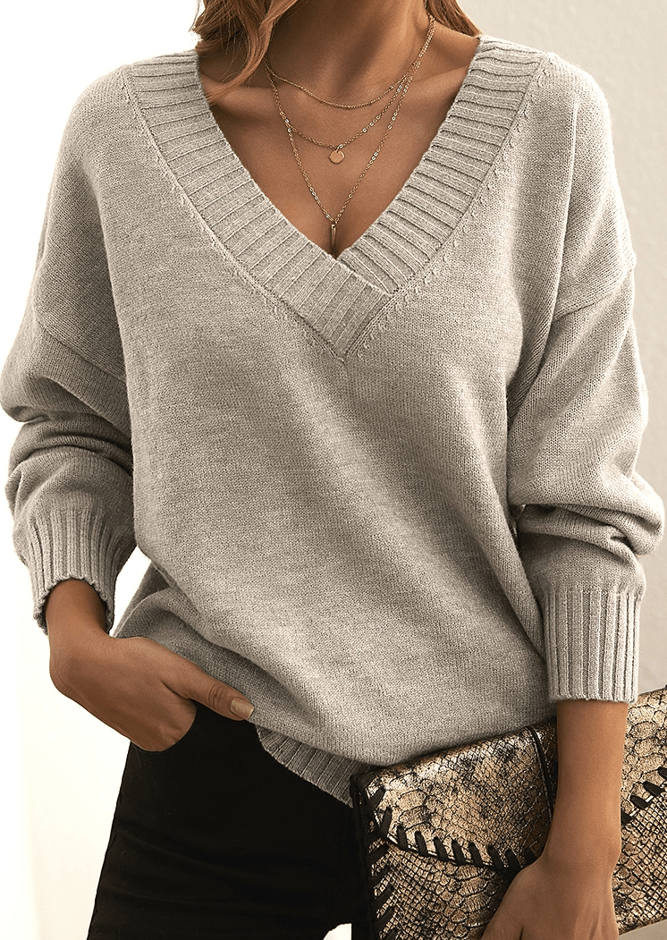Maglione a Maglia con Scollo a V da Donna | Eliana