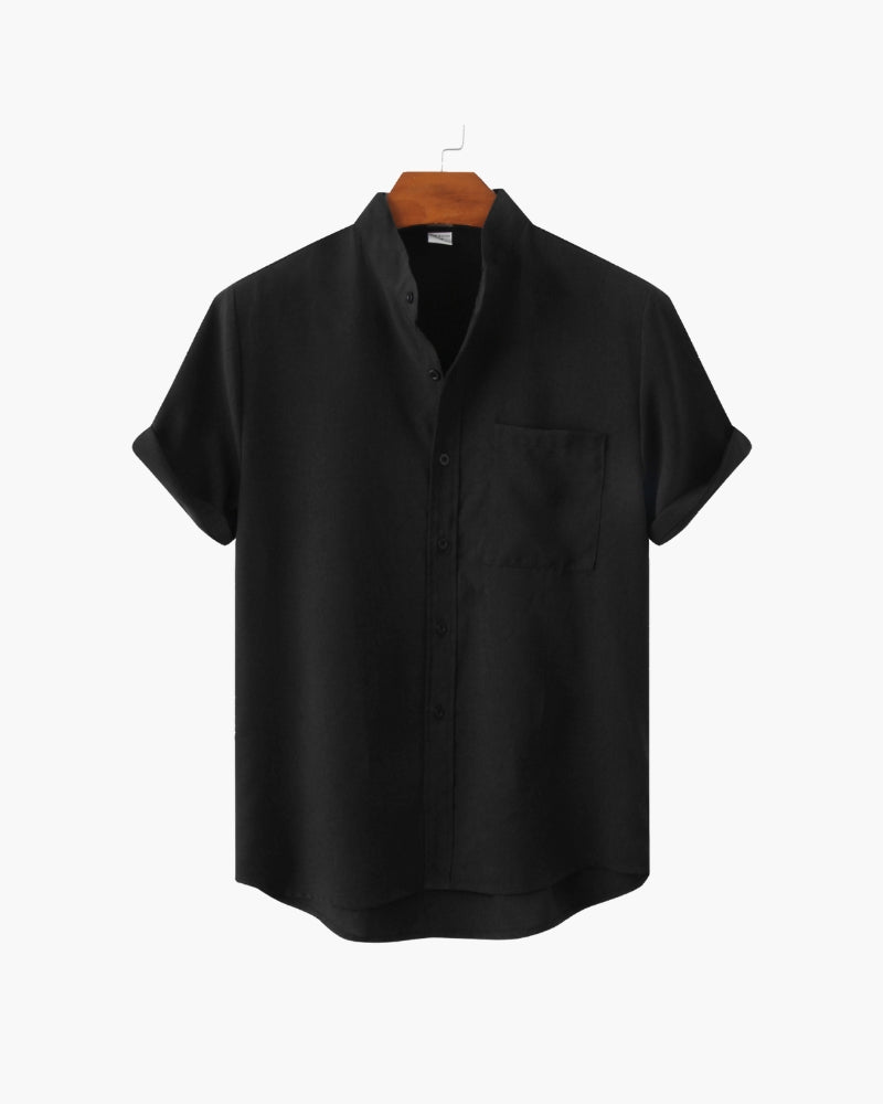 Camicia con Colletto alla Mandarina per Uomini | Nextris Nero