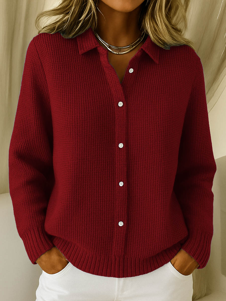 Marta | Donna Cardigan Lavorato A Maglia Classico Rosso