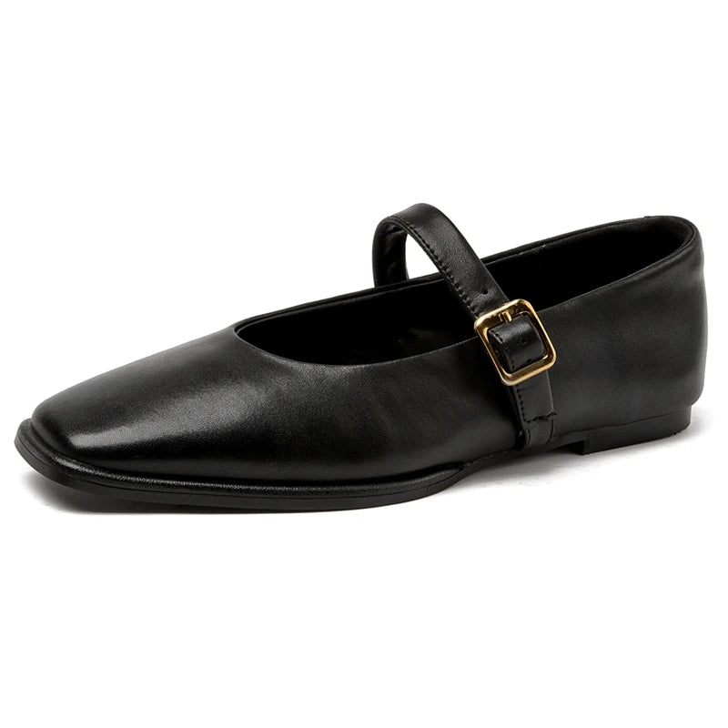 Marta | Scarpe Mary Jane Piatte in Pelle Bovina Nero