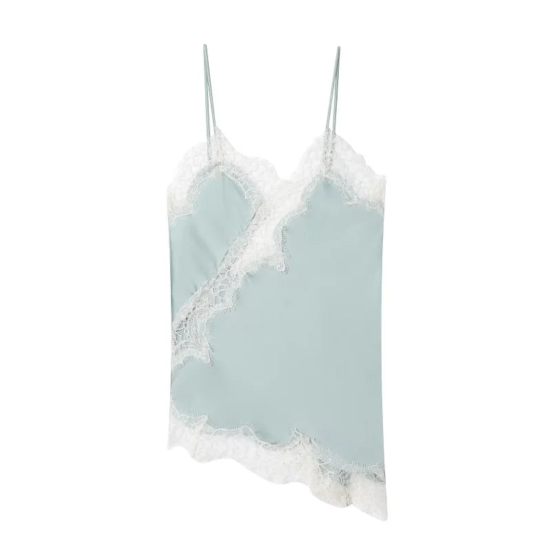 Mira | Top in Pizzo Senza Maniche Blu Cielo