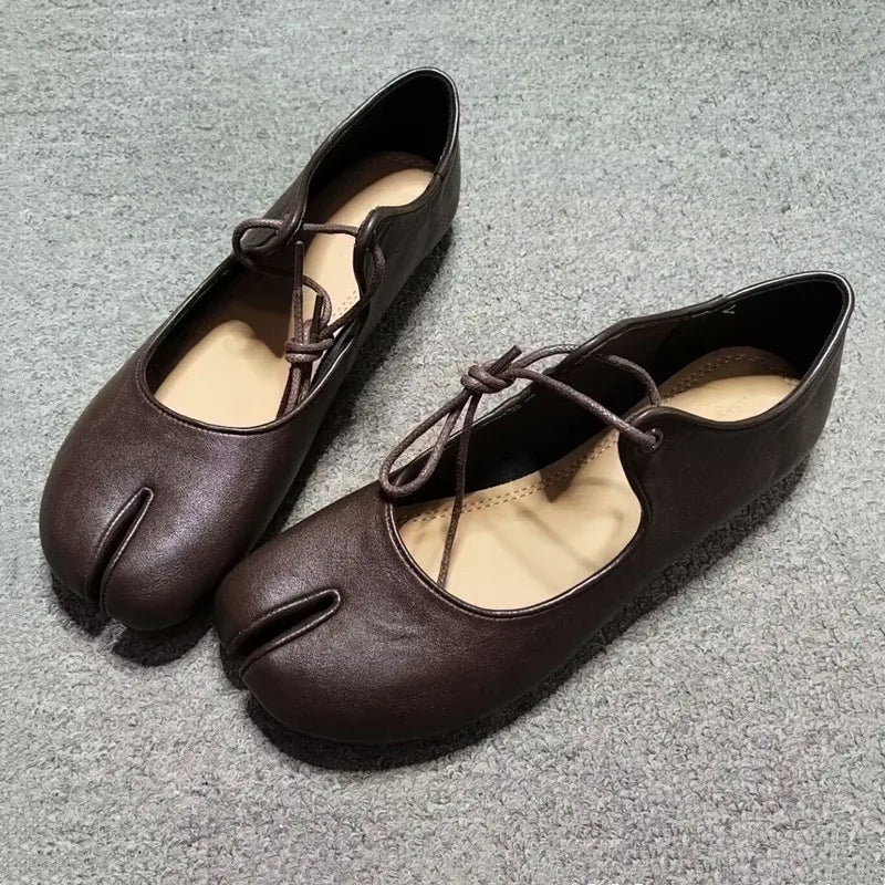 Mora | Ballerine Tabi in Pelle Morbida Marrone