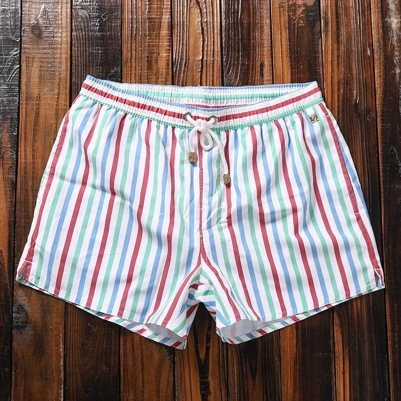Panta | Pantaloni Corti a Righe Marittime Bianco e turchese