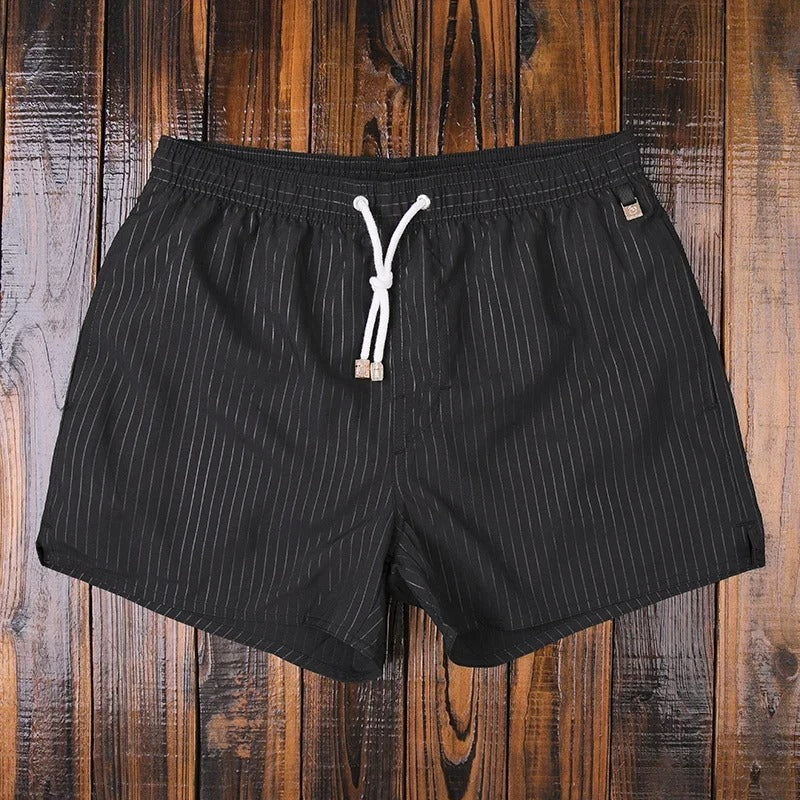 Panta | Pantaloni Corti a Righe Marittime Nero