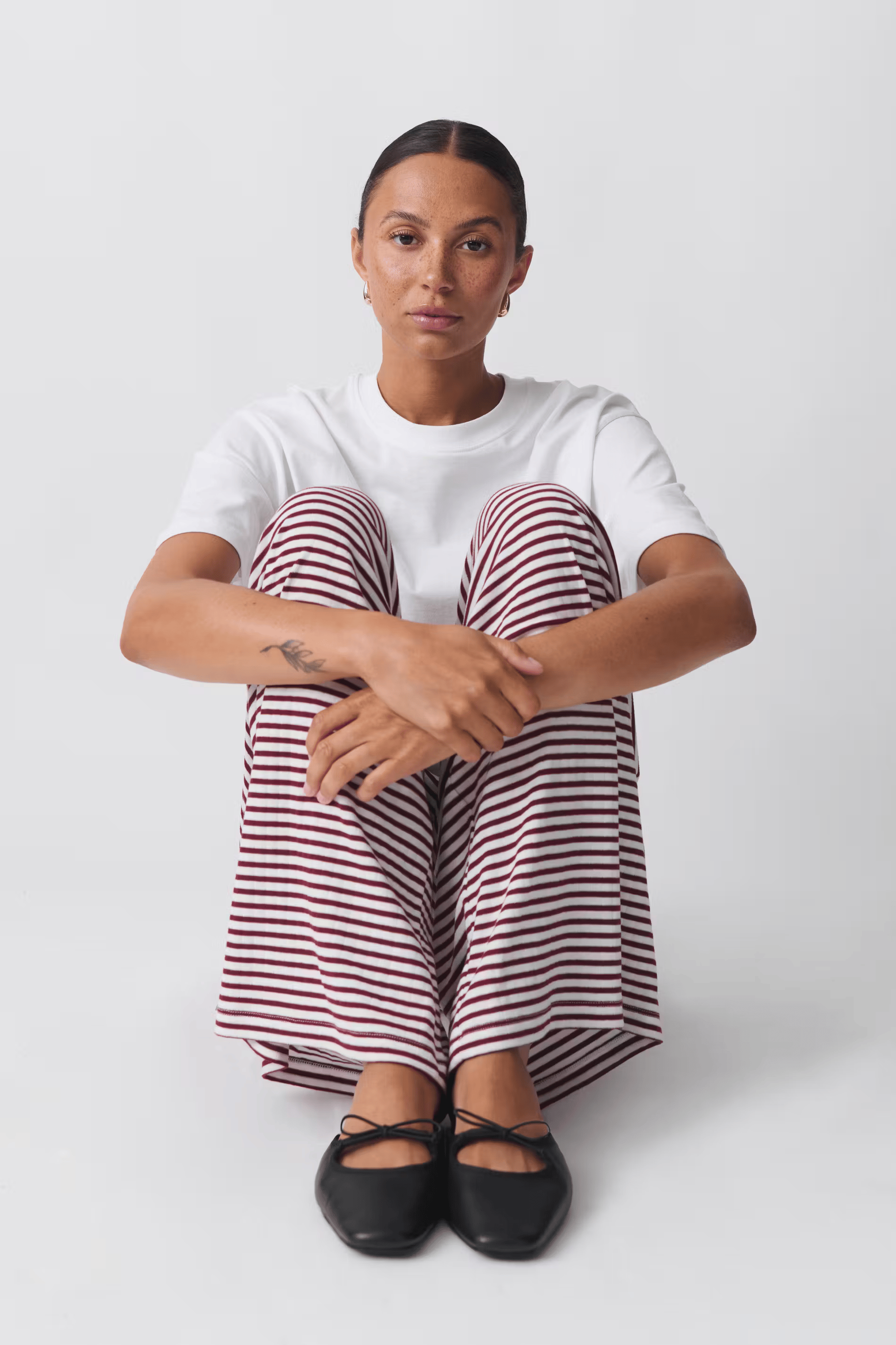 Panta | Pantaloni Coulisse Stampa Righe Orizzontali Rosso