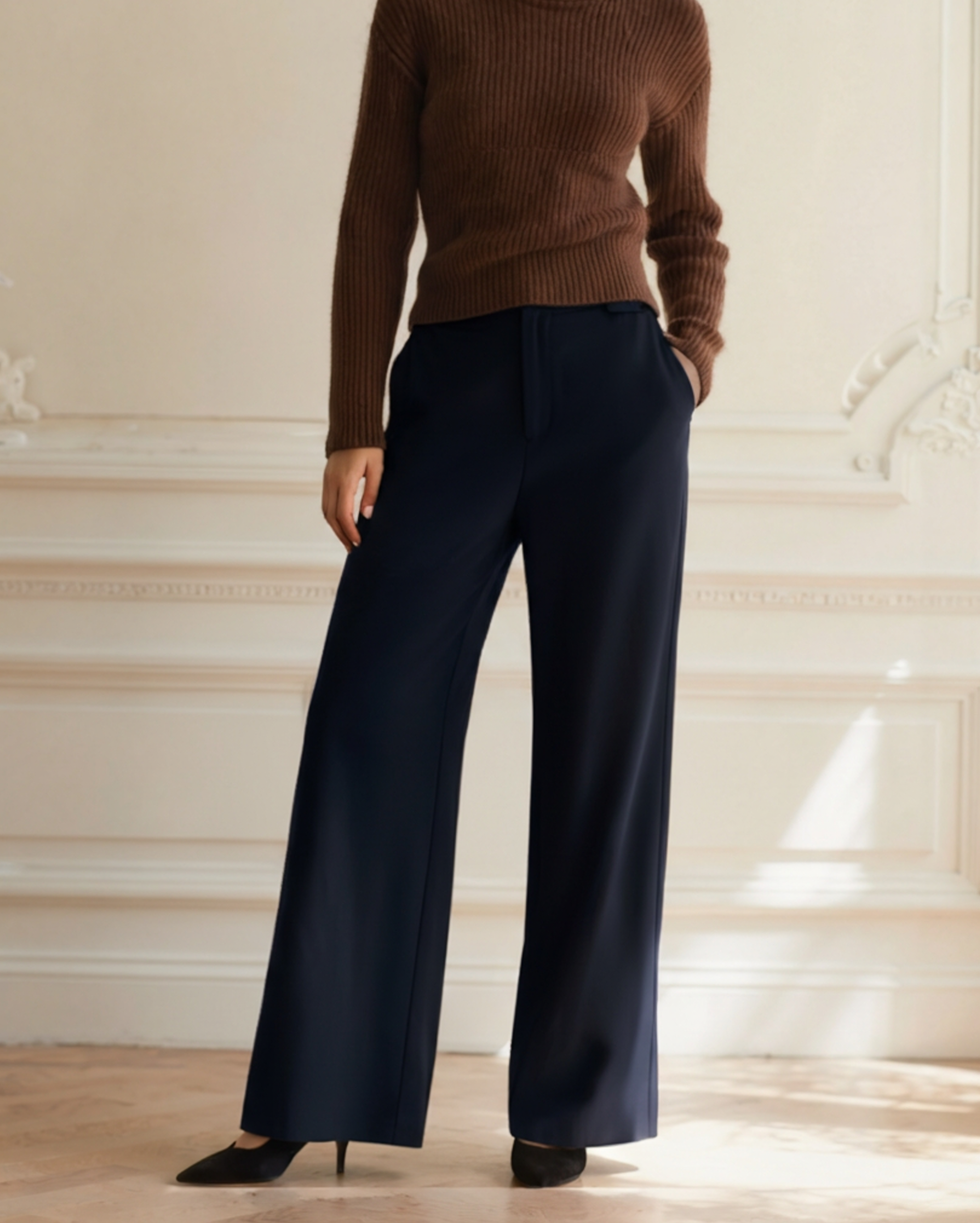 Pantaloni a Vita Alta a Gamba Larga da Donna | Aurora