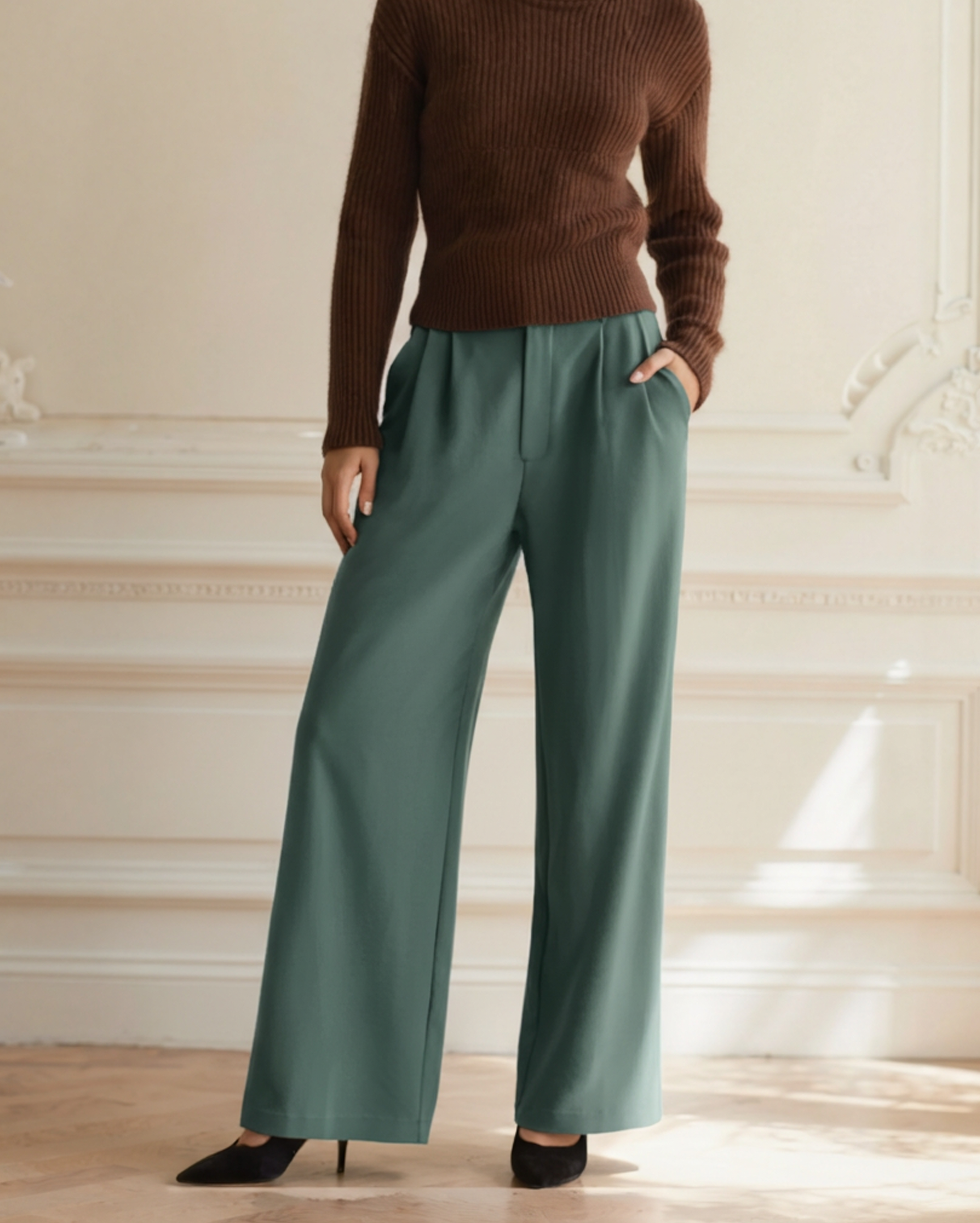 Pantaloni a Vita Alta a Gamba Larga da Donna | Aurora