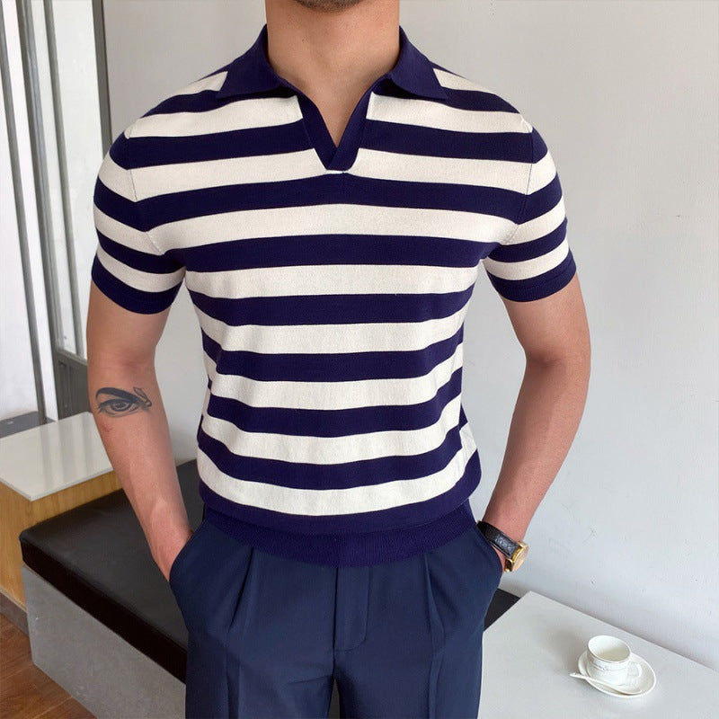 Polo a Collo V per Uomini | Nextrin A righe