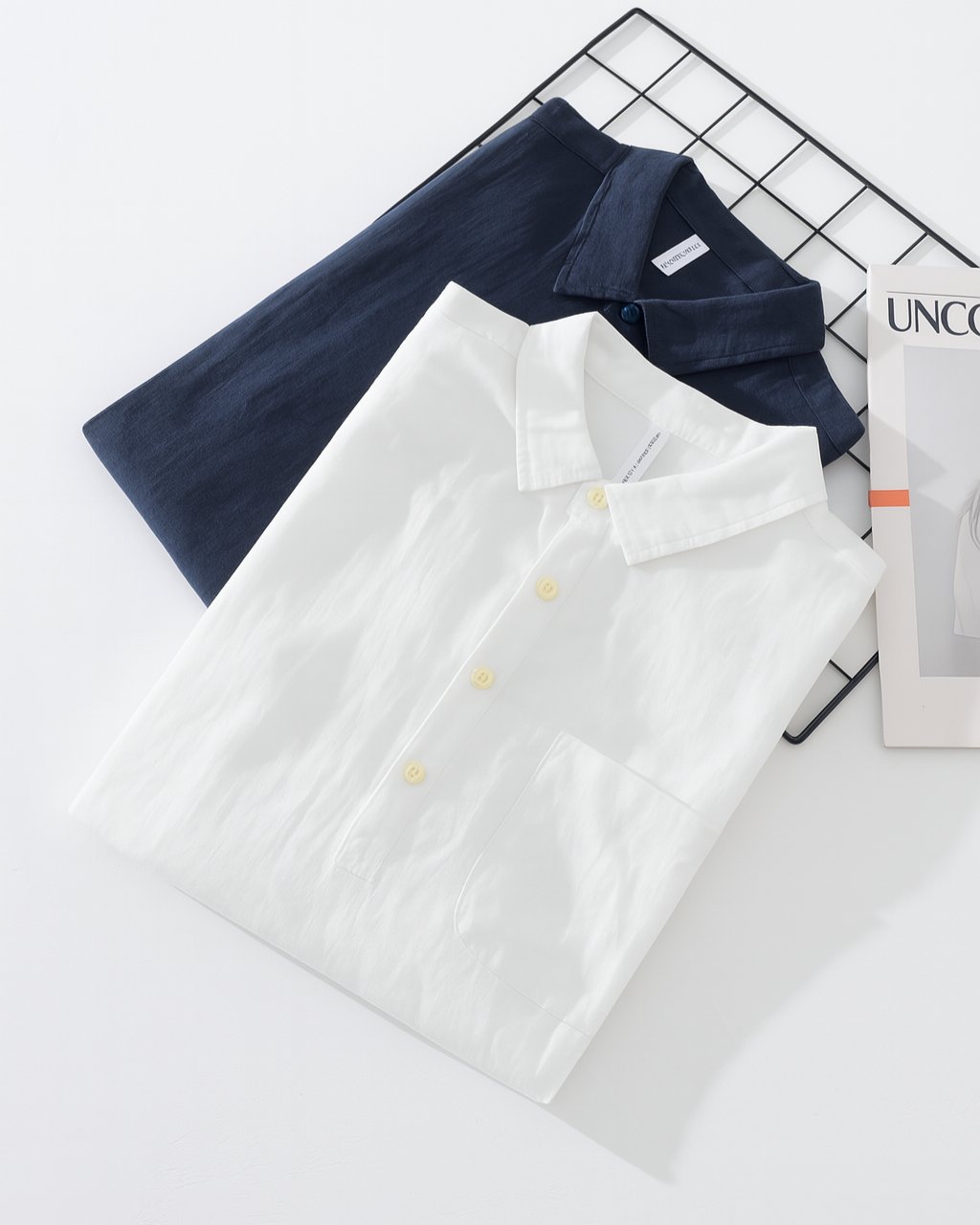 Popover in Lino Cotone per Uomo con Mezzo Bottone | Vyr