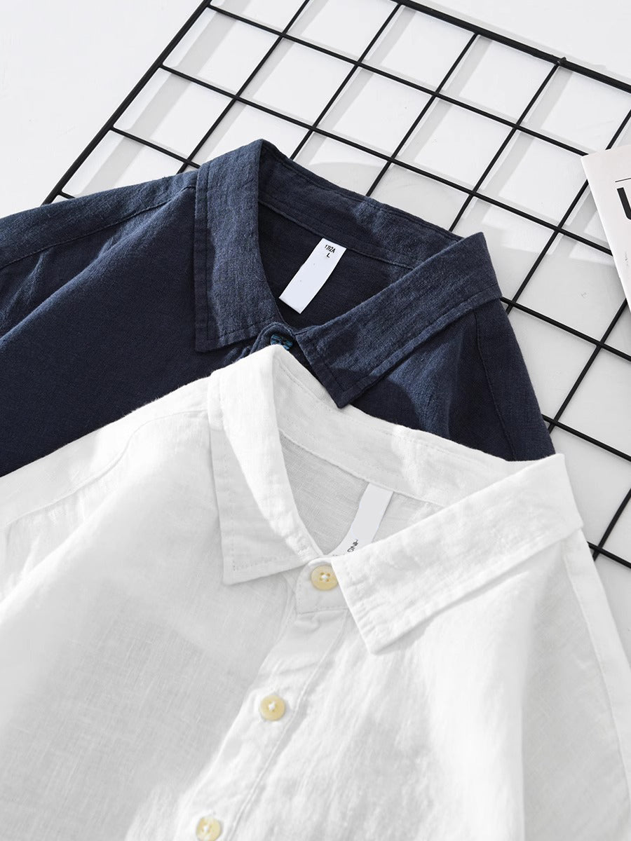 Popover in Lino Cotone per Uomo con Mezzo Bottone | Vyr