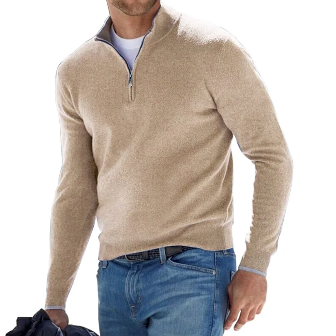 Pullover Invernale Con Cerniera Per Uomo | Farren Beige