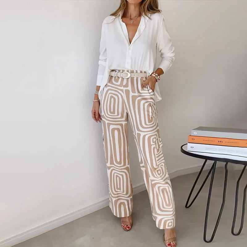 Sara | Set da Donna Due Pezzi Pantalone Wide-Leg Geometrico