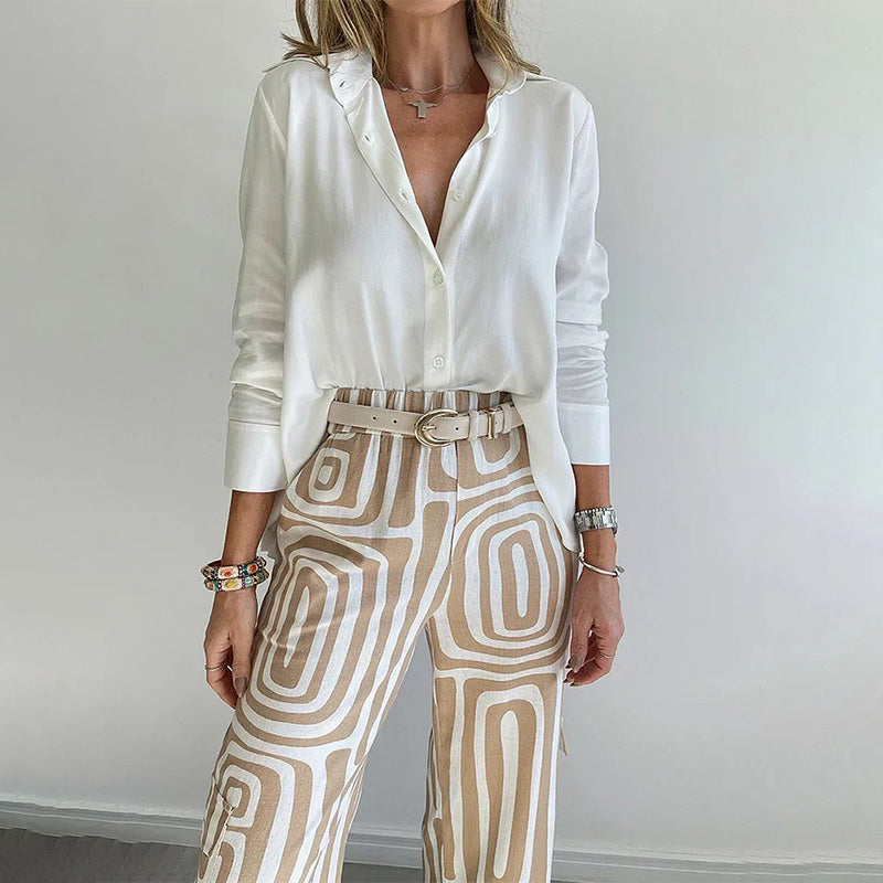 Sara | Set da Donna Due Pezzi Pantalone Wide-Leg Geometrico 3