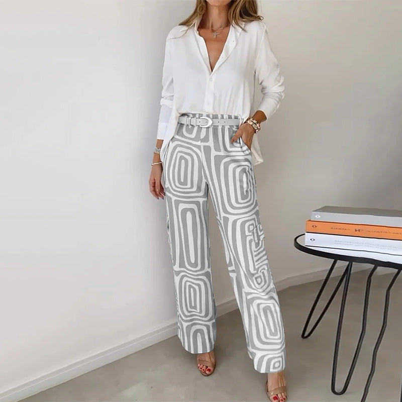 Sara | Set da Donna Due Pezzi Pantalone Wide-Leg Geometrico 4
