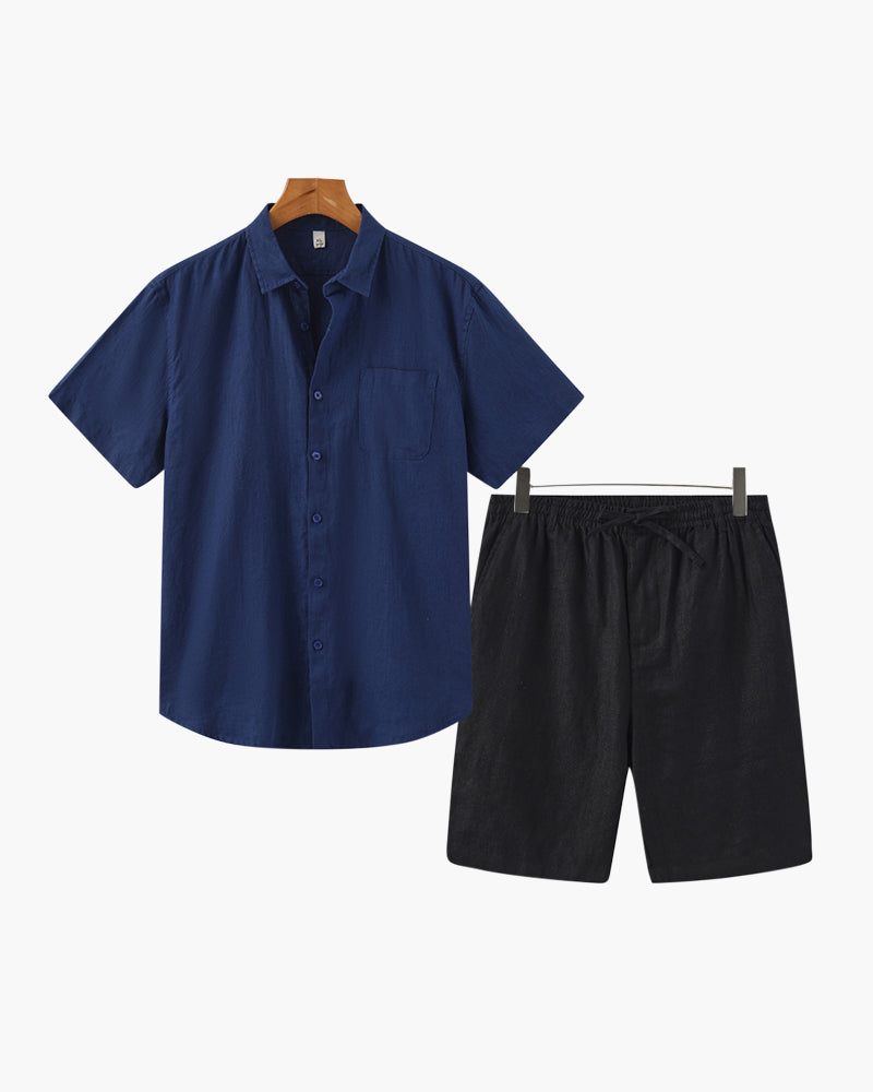 Set Coordinato in Lino con Pantaloni Corti per Uomini | Trevix