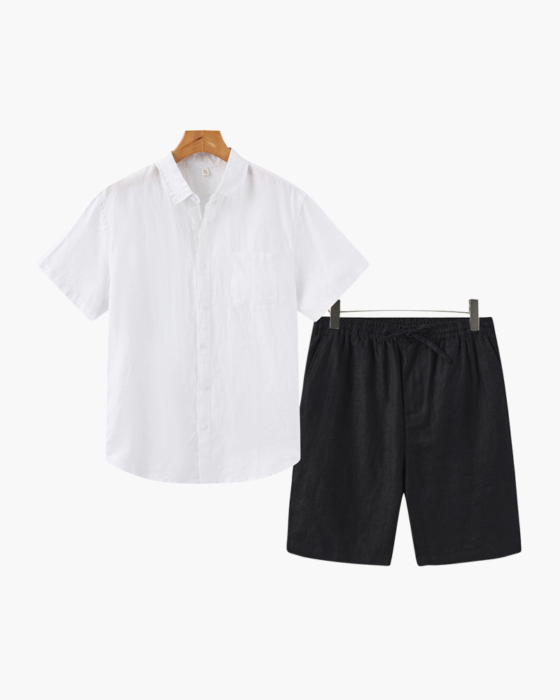Set Coordinato in Lino con Pantaloni Corti per Uomini | Trevix
