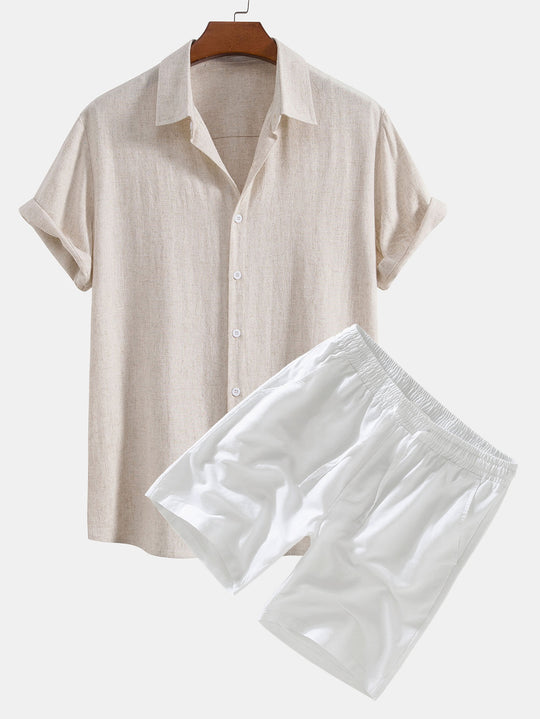 Set di Camicia e Pantaloni Corti in Lino per Uomini | Trevix