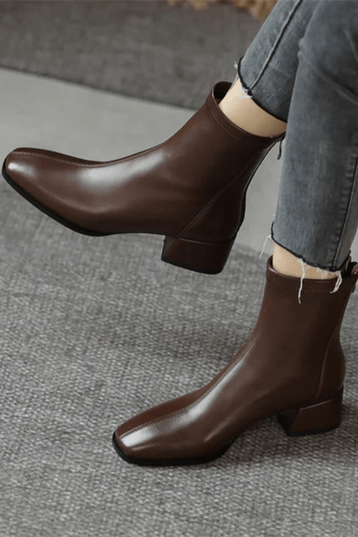 Stivaletti Donna in Pelle con Tacco Basso | Caterina