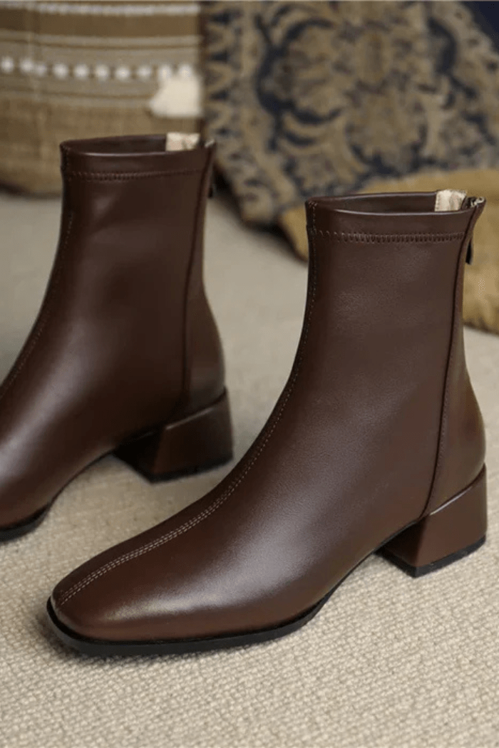 Stivaletti Donna in Pelle con Tacco Basso | Caterina