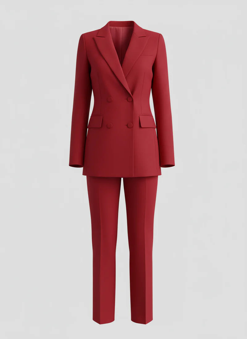 Completo Donna Elegante con Blazer Doppiopetto e Pantaloni | Aurora Rosso