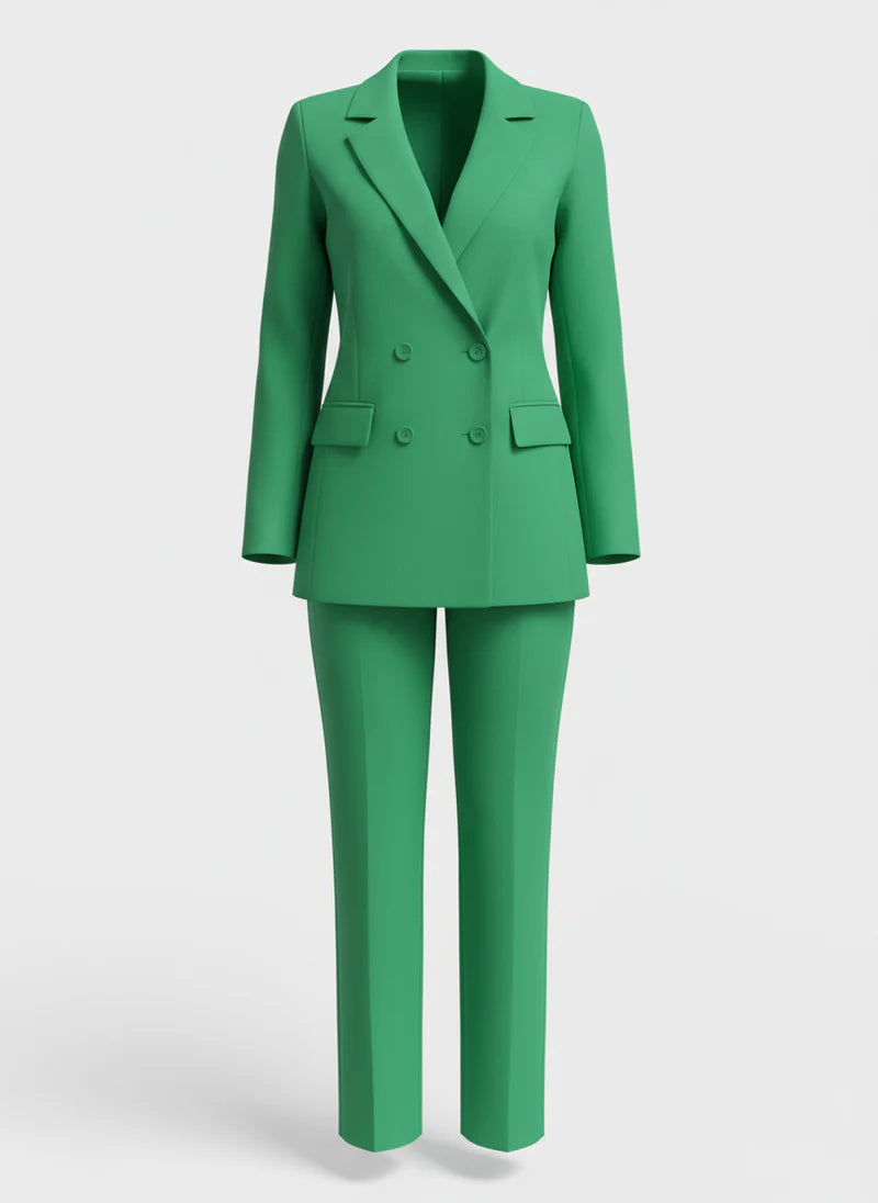 Completo Donna Elegante con Blazer Doppiopetto e Pantaloni | Aurora Verde