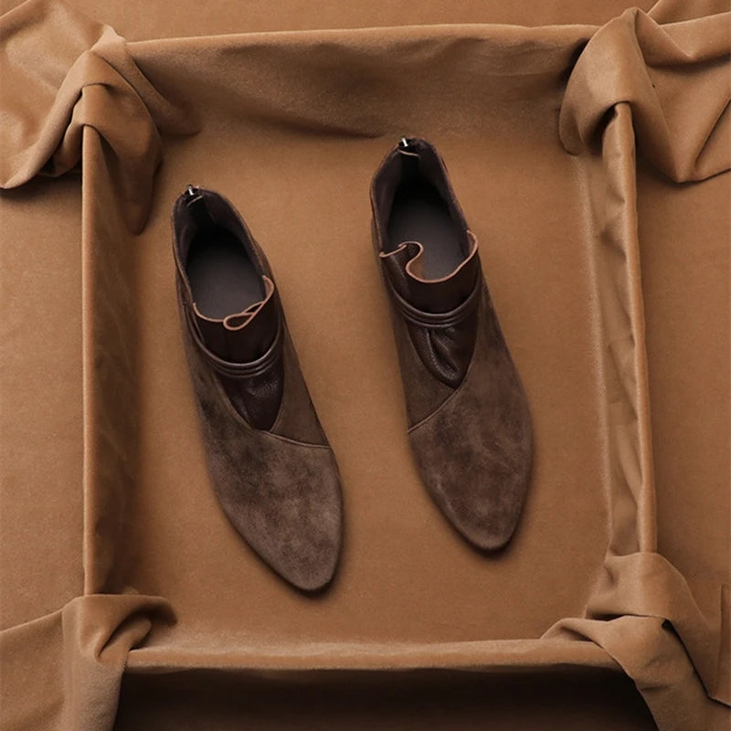 Stivali In Pelle Scamosciata Con Tacco Basso Per Donna | Trevina