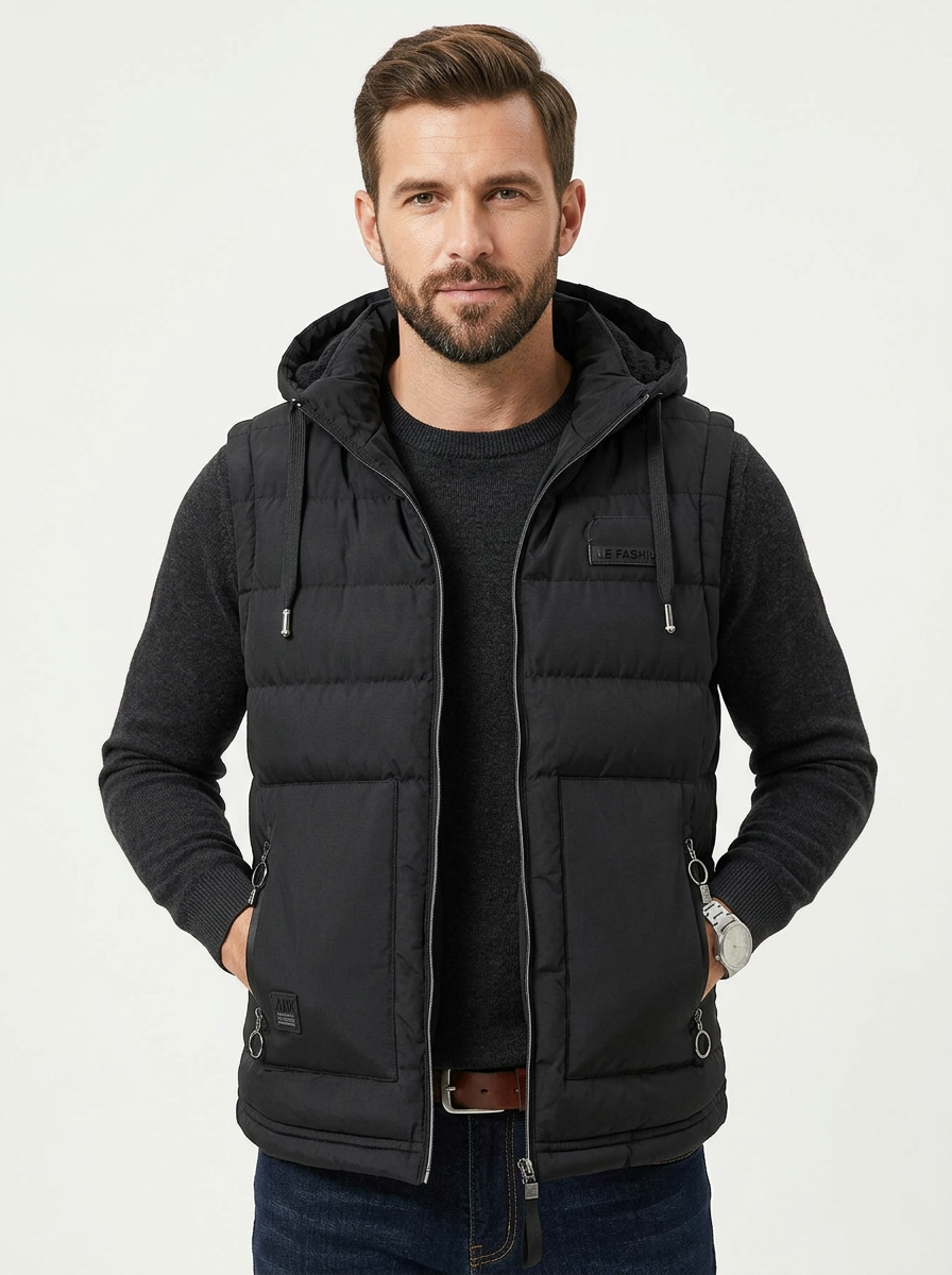 Varex | Gilet Piumino Con Cappuccio Uomo Zip Front Senza Maniche