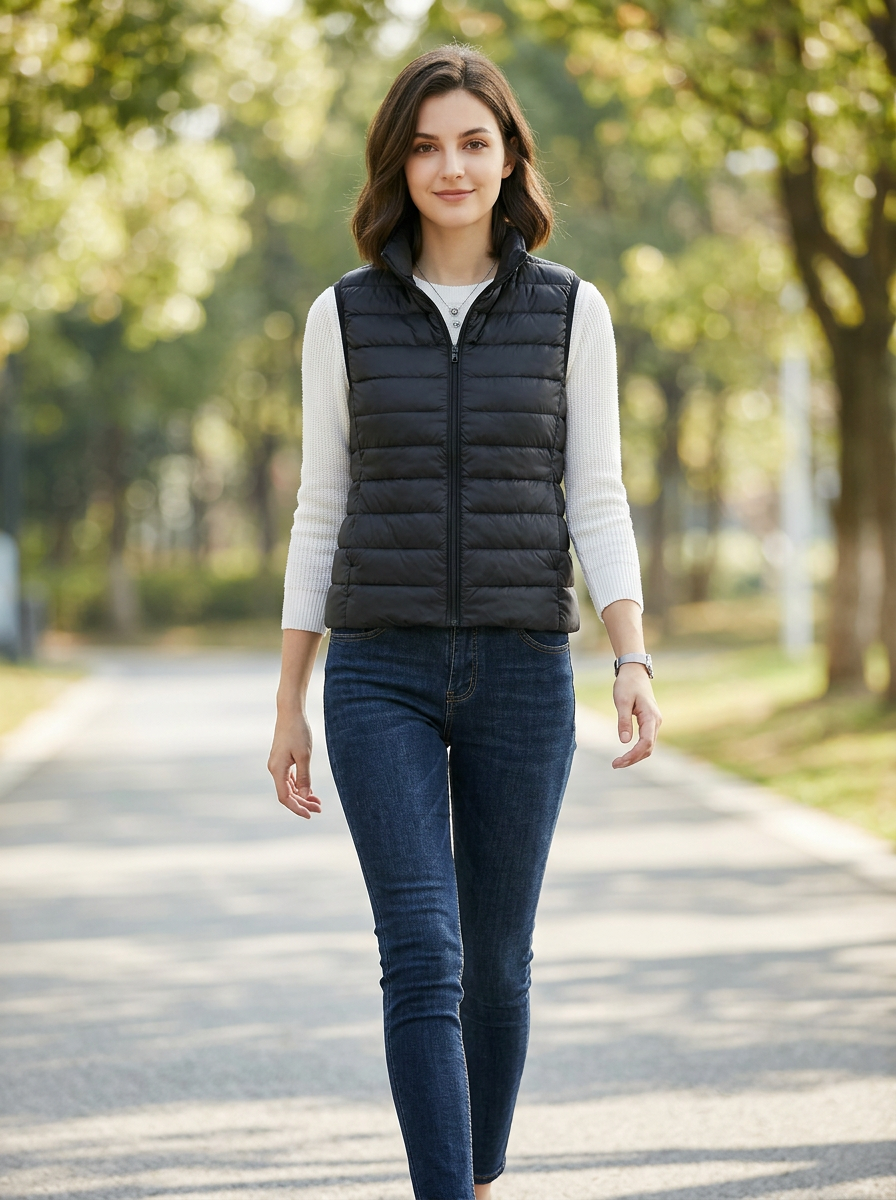 Virel | Gilet Puffer Donna Trapuntato Con Zip Collo Alto 2