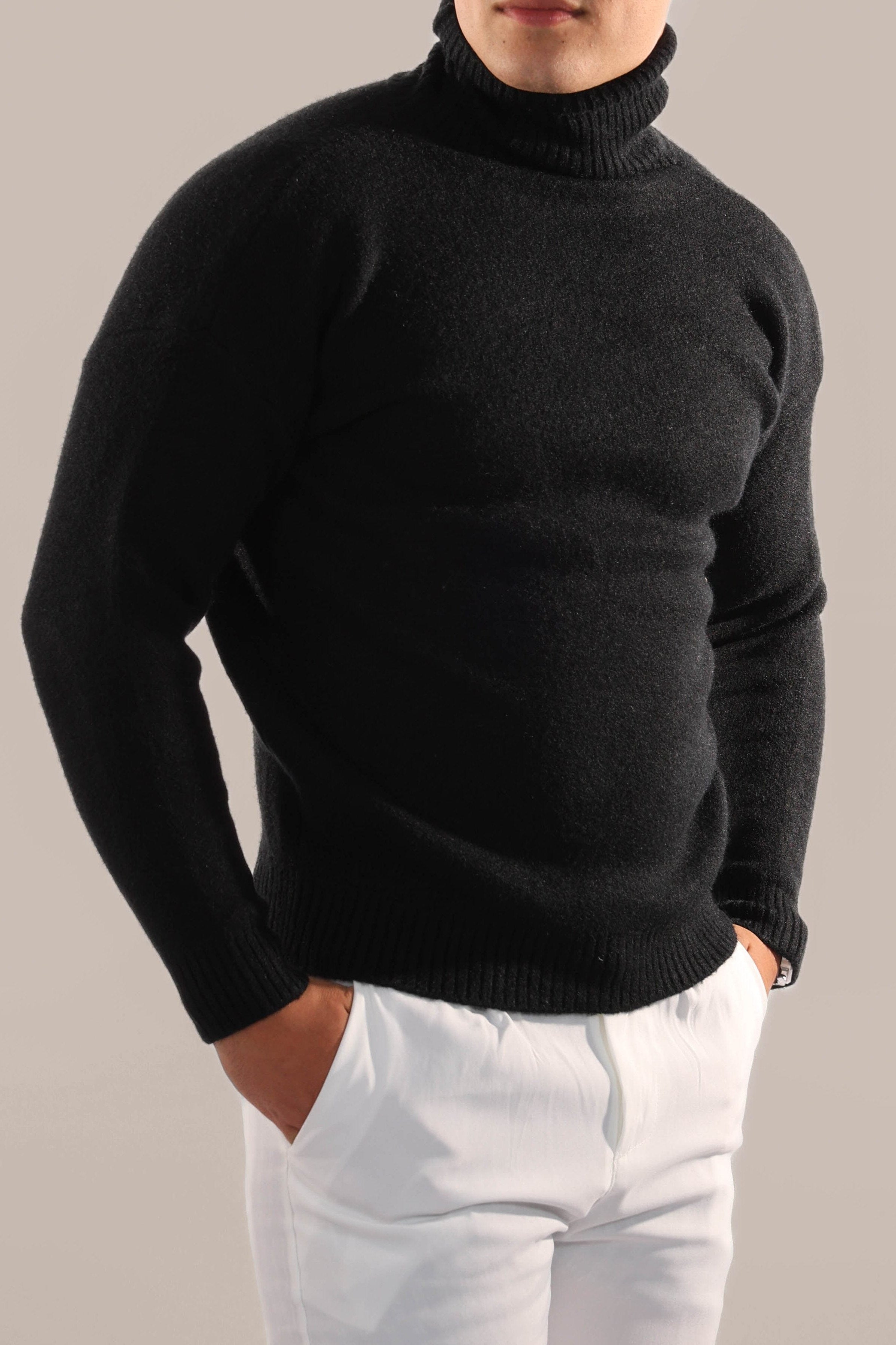Maglione Collo Alto Slim Fit Per Uomo | Virel Nero