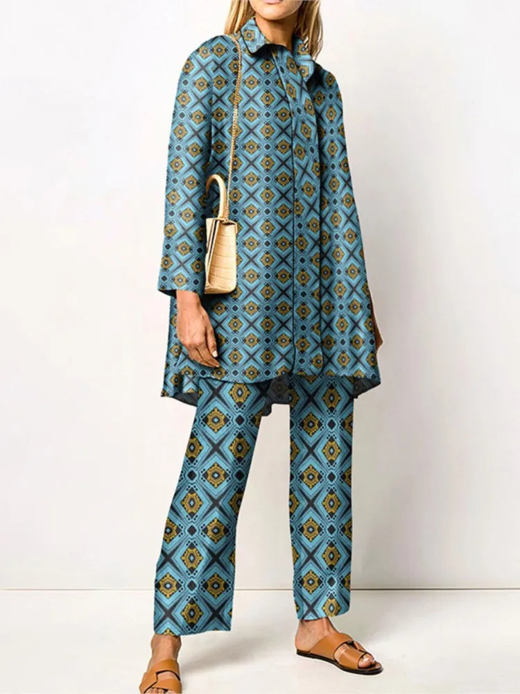 Zavira | Maglia Autunnale con Struttura Vintage Tè Blu