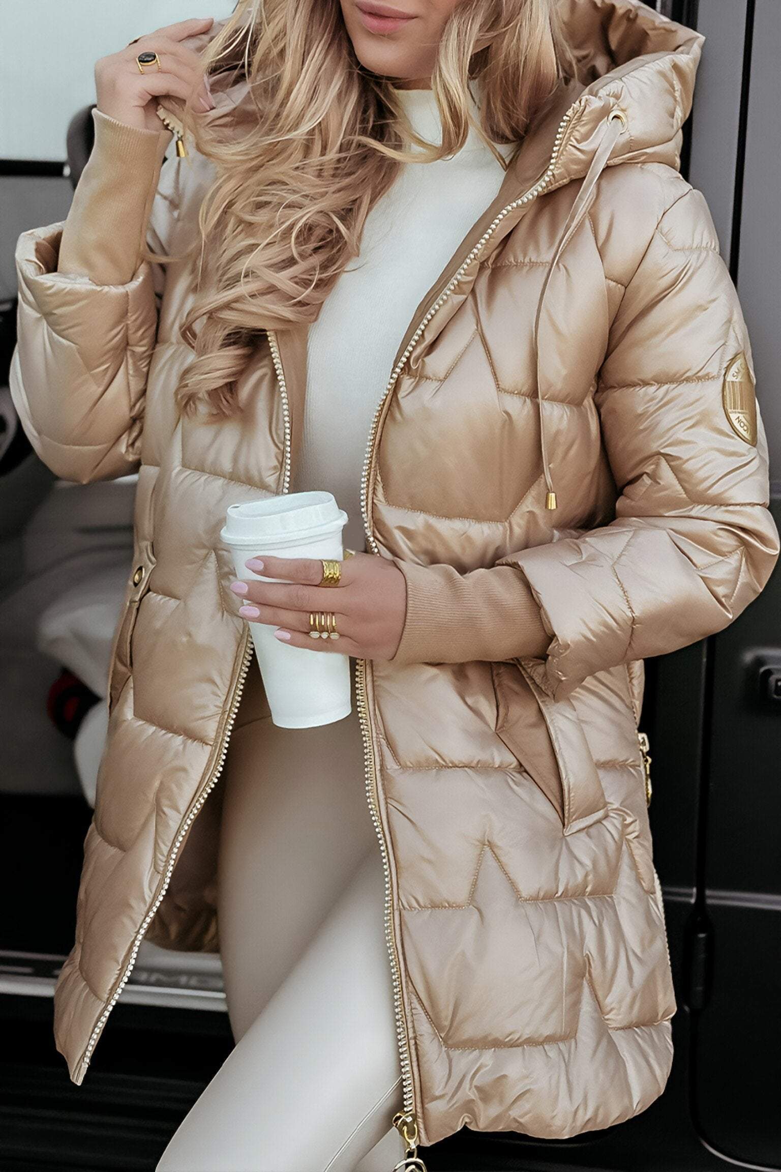 Giacca Invernale Con Cappuccio Per Donna | Zelara Beige