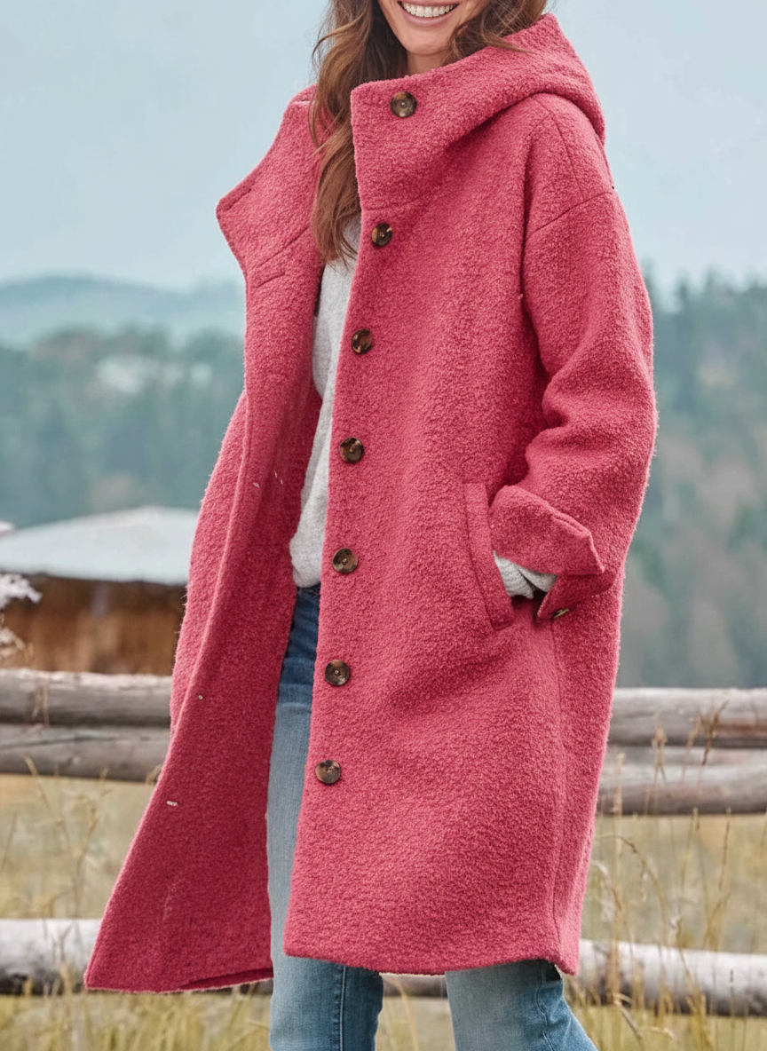 Cappotto Invernale Pesante Lungo Per Donna | Zelvane Rosa
