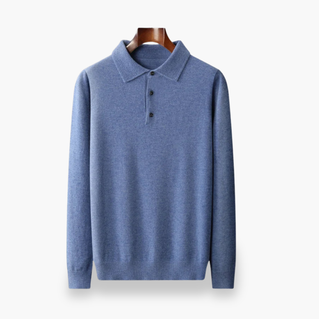 Maglione Polo In Lana Blu Per Uomo | Zelvian