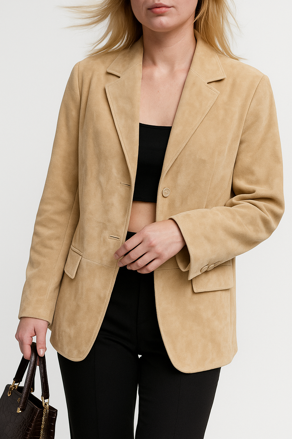 Amara | Blazer In Pelle Scamosciata Ampia